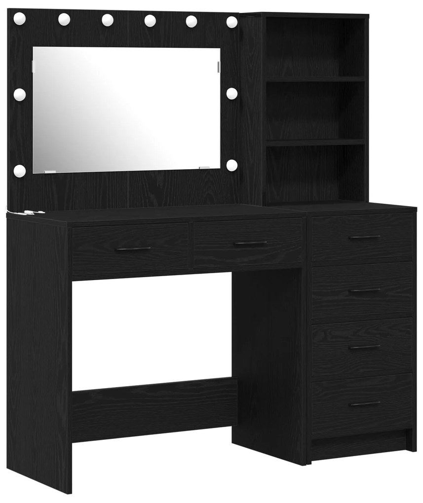 Set da toeletta a 2 pezzi con led in legno ingegnerizzato nero