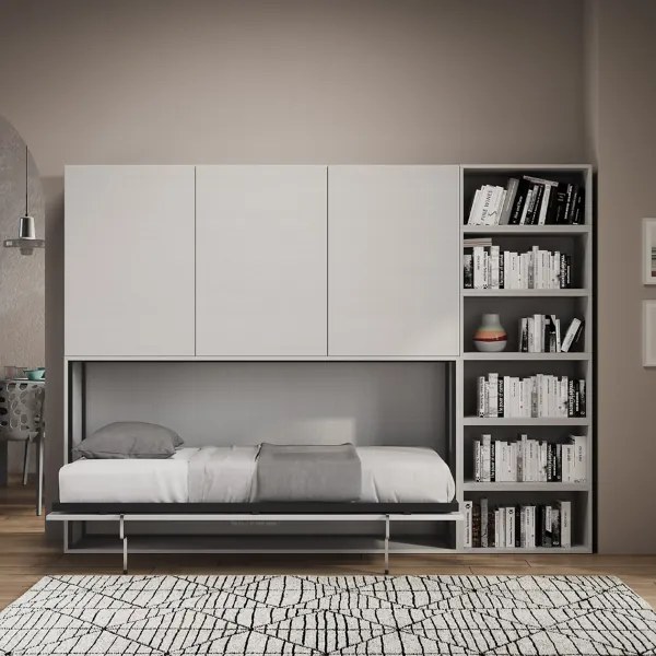 Letto NABOR singolo a scomparsa Bianco Frassino Composizione G