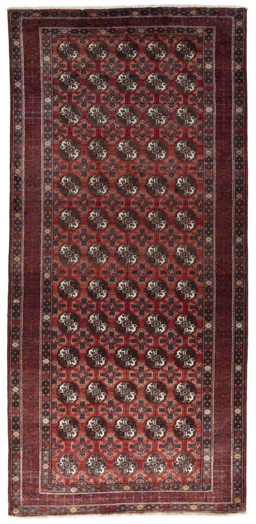Turkmen Tappeto persiano 300 x 140 Rosso (Iran) Annodato A Mano
