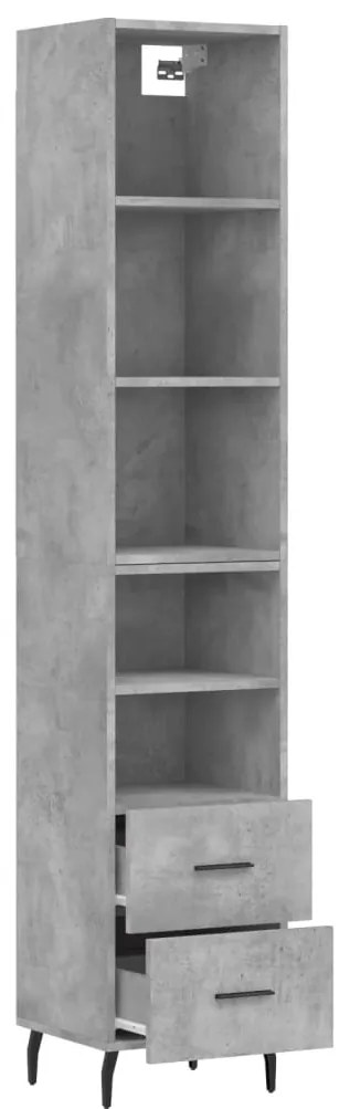 Credenza Grigio Cemento 34,5x34x180 cm in Legno Multistrato