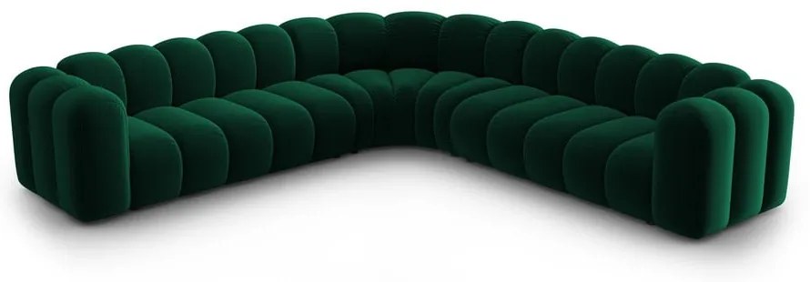 Divano angolare componibile verde con rivestimento in velluto Lupine – Micadoni