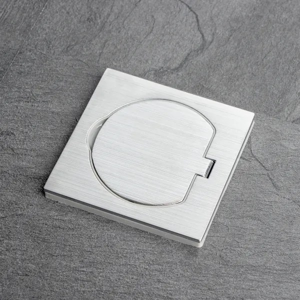 Brilagi - Presa a pavimento da incasso per esterno IP55 cromo opaco quadrato