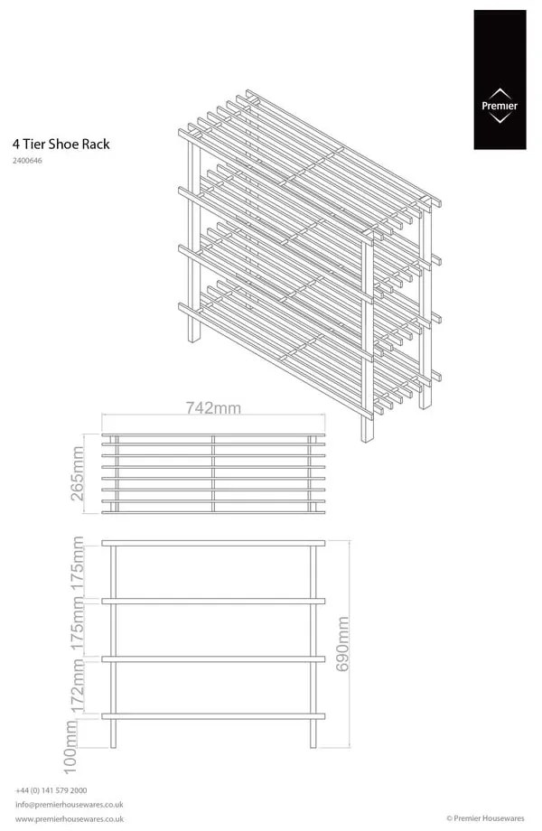 Scarpiera in colore naturale - Premier Housewares