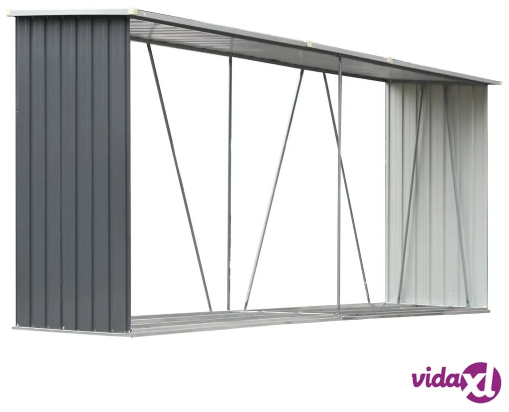 vidaXL Capannone da Giardino in Acciaio Zincato 330x84x152cm Grigio