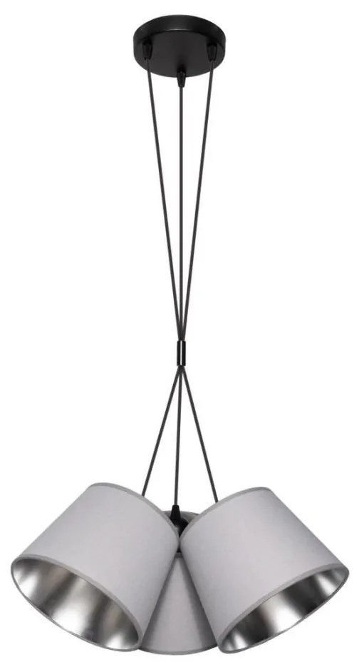 Lampadario su corda ZOMA 3xE27/60W/260V grigio/cromato lucido