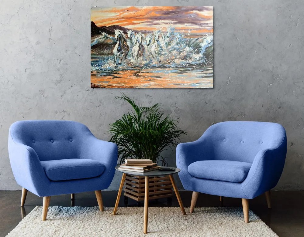 Quadro su tela – Cavalli formati da acqua
