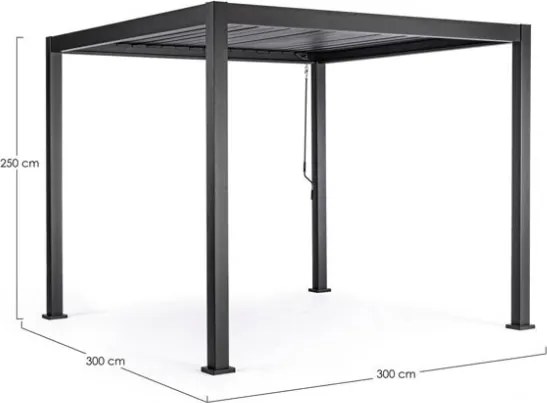 Pergola Bioclimatica 3x3 In Alluminio Con Lamelle Orientabili Antracite Pacific Bizzotto