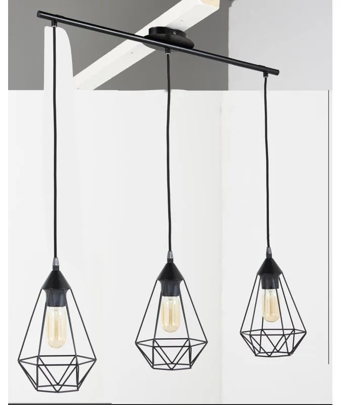 Lampadario Design Byron nero paralume nero 3x E27 Ø0cm INSPIRE