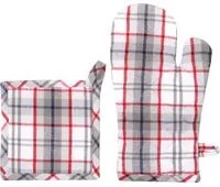 Set presina e guanto forno cotone tartan grigio