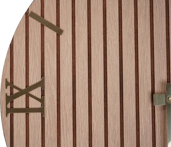 Orologio in legno 60 cm effetto cannettato e marmo bianco