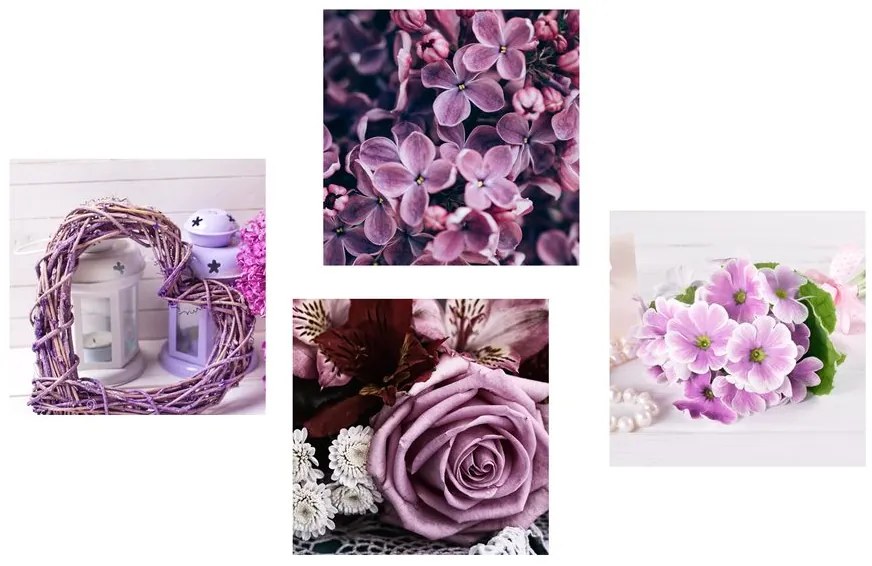 Set di quadri – Natura morta di lavanda con fiori