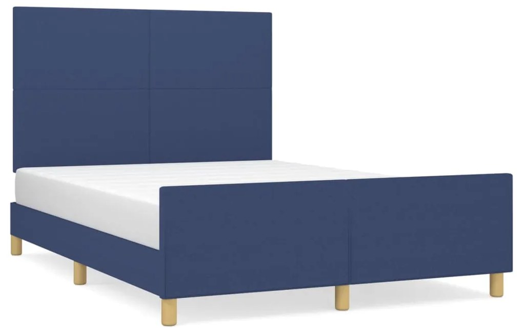 Giroletto con testiera blu 140x190 cm in tessuto