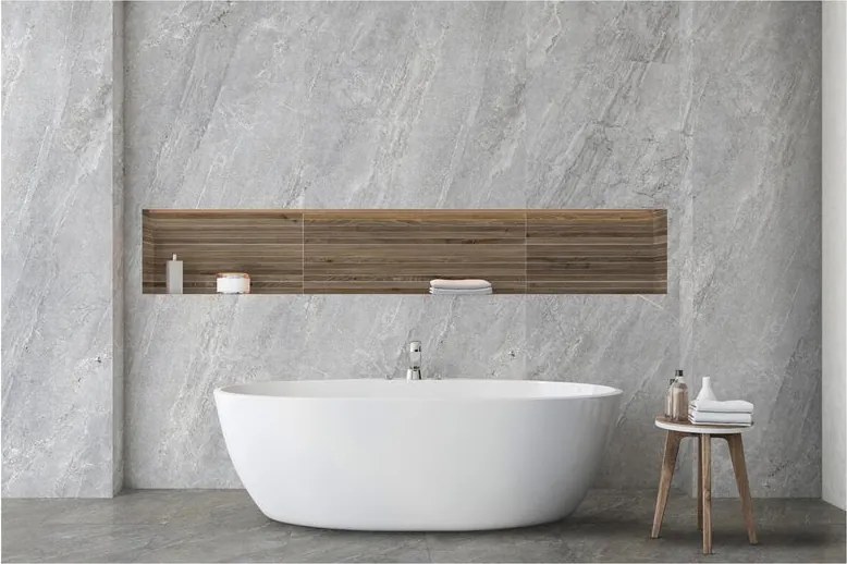 Piastrella da pavimento esterno 120 x 280 cm Sp. 6 mm rettificato Hellir in gres naturale grigio opaco traffico intenso (pei 4/5) R10 3.36 mq