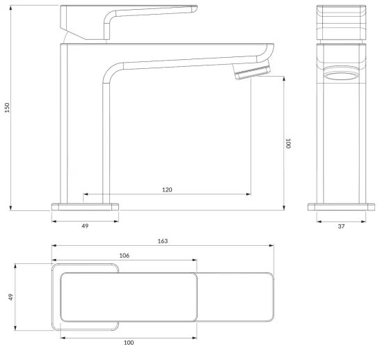 OMNIRES PM7410BL - Rubinetto del lavandino PARMA 15 cm opaco nero