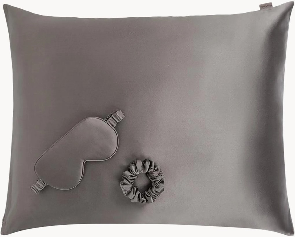 Set di 3 prodotti per il sonno in seta Charcoal XL