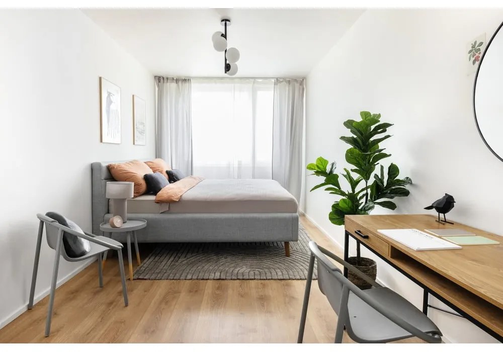 Letto matrimoniale imbottito blu polveroso con contenitore con rete inclusa 180x200 cm Lotte – Meise Möbel