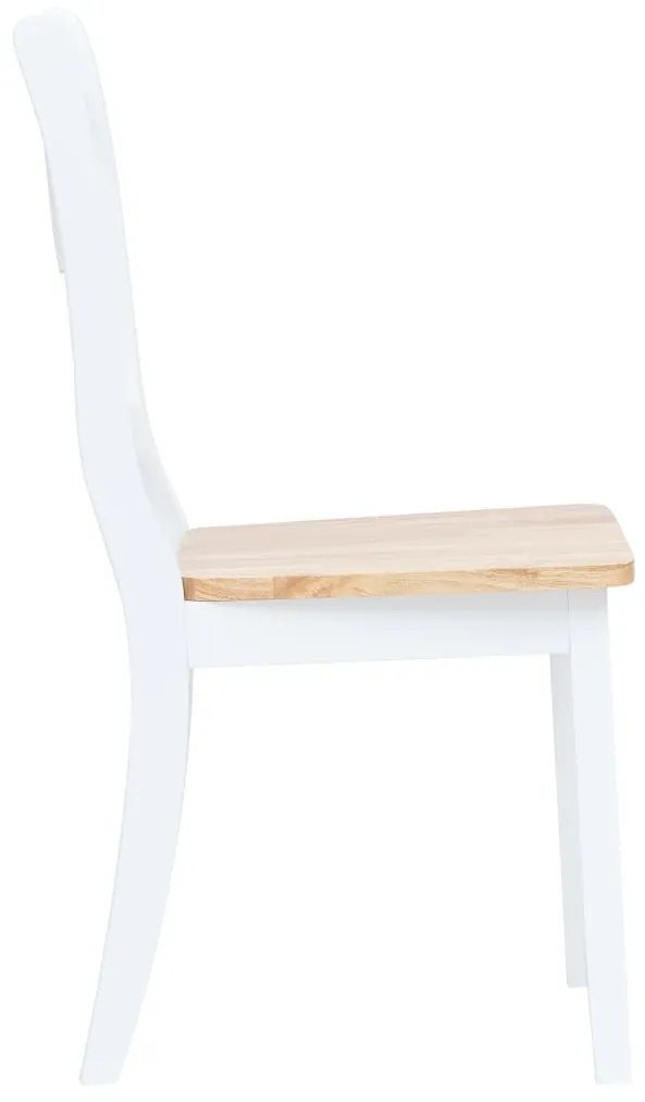 Set da pranzo 5 pz in legno massello di hevea bianco e marrone