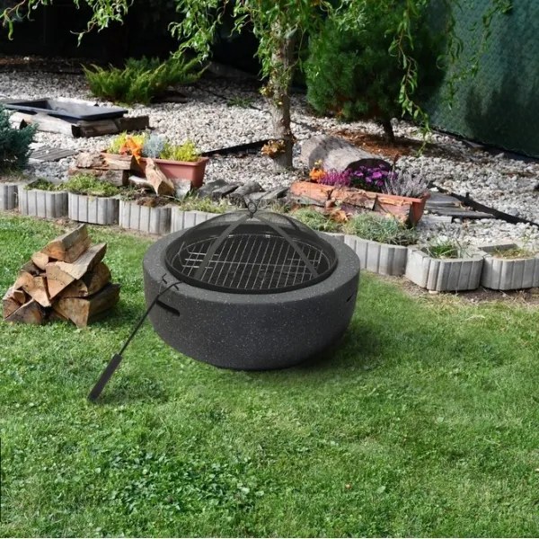 Fuoco portatile a legna con griglia grigia