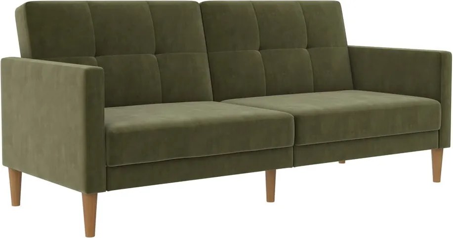 Divano letto in velluto verde 207 cm Lilly - Støraa