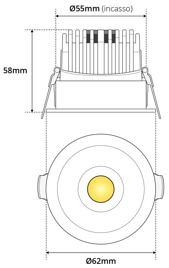 Faro LED Incasso 8W Foro Ø55mm IP65 CCT BRIDGELUX LED Bianco Variabile Colore Bianco Variabile CCT