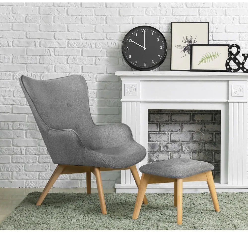 Poltrona con poggiapiedi grigia Niko – Ropez