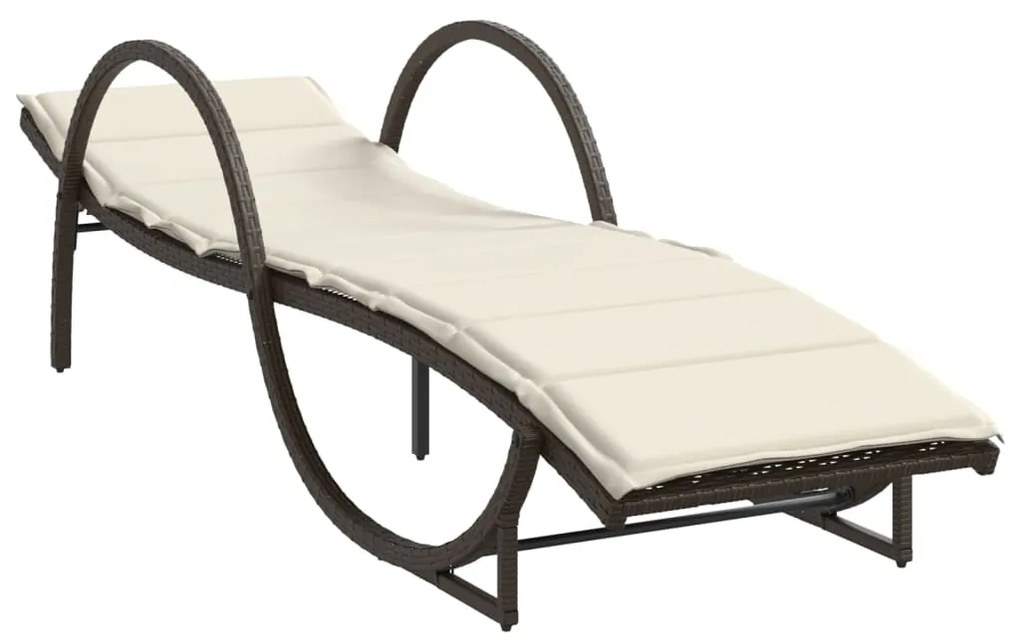 Lettini prendisole 2 pz con cuscini marrone in polyrattan