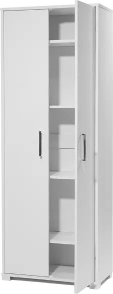 Scarpiera 2 ante grande in legno con ripiani 70x189h cm Bianco Frassino