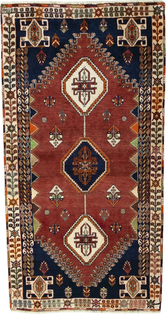 Shiraz Tappeto 190 x 100 Rosso (Iran) Annodato A Mano