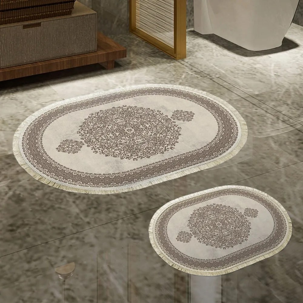 Tappetini da bagno beige in set da 2 pezzi - Foutastic