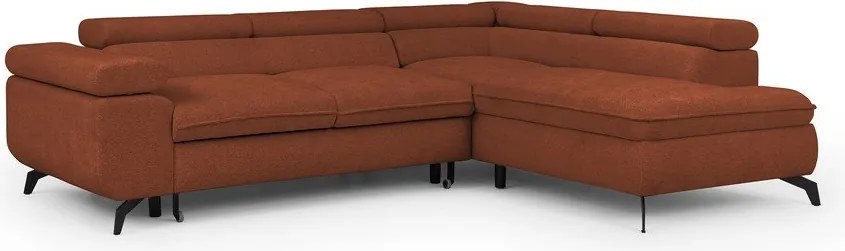 Divano angolare color terracotta (con penisola a destra/a L) con rivestimento in ciniglia Marbeya – Ropez