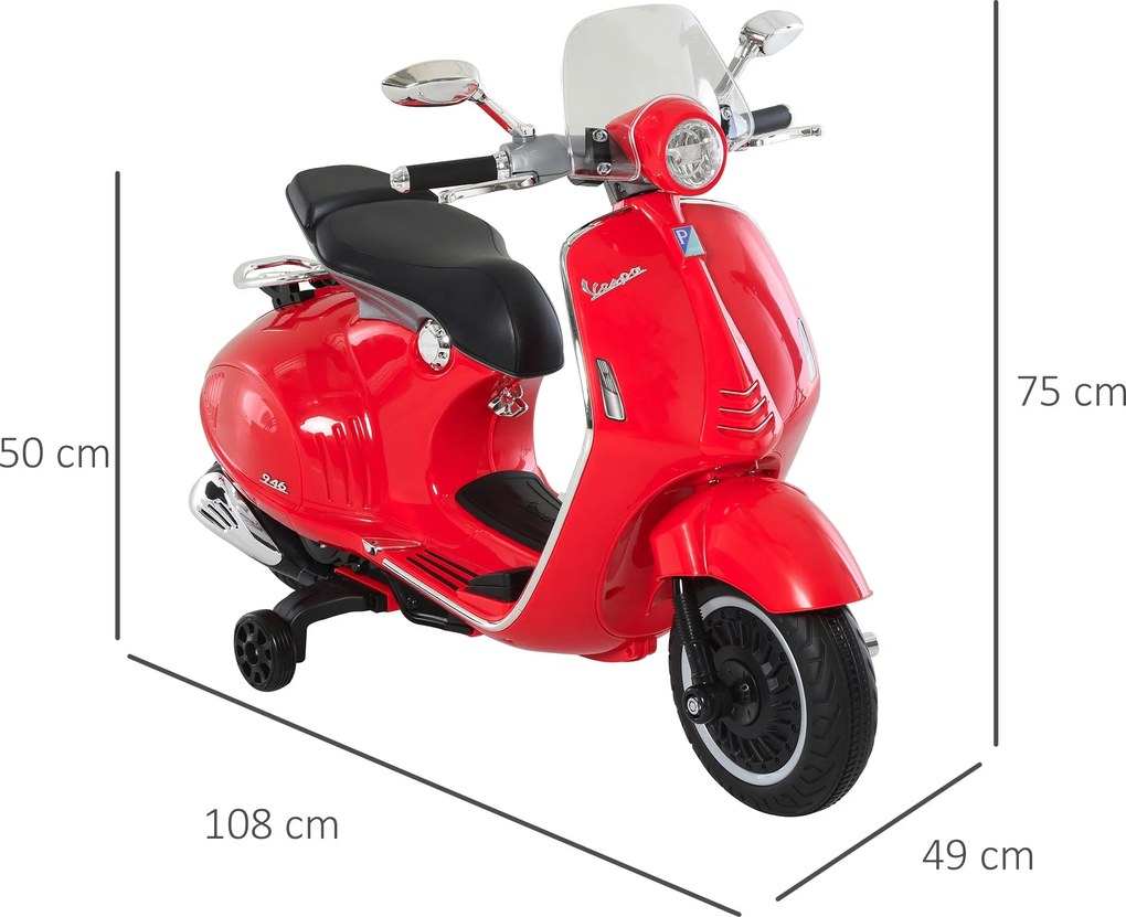 Piaggio Vespa 946 Elettrica 12V per Bambini Rossa...