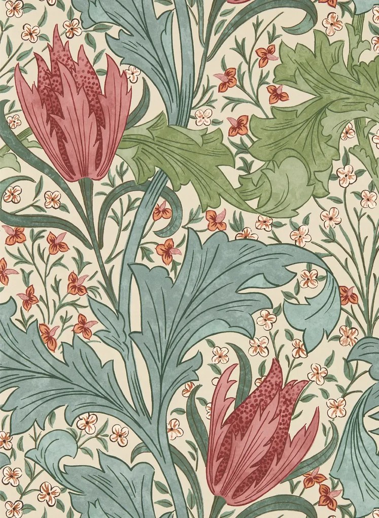 Morris & Co Carta da parati Lent Lily - Plum/ Bayleaf