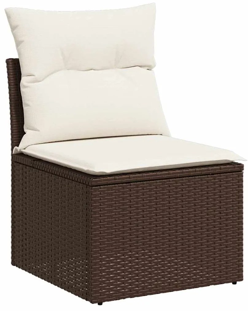 Set divani da giardino 11 pz con cuscini polyrattan marrone
