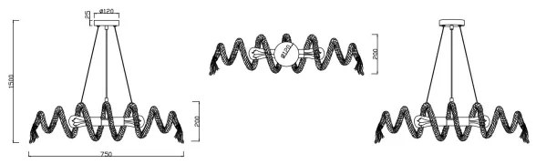 Reality - Lampadario su corda ARI 2xE27/10W/230V
