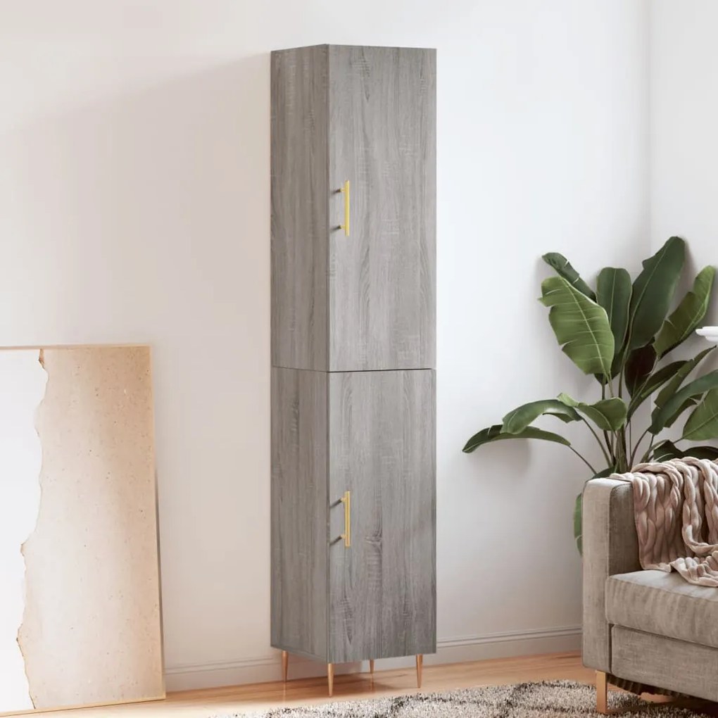 Credenza grigio sonoma 34,5x34x180 cm in legno multistrato