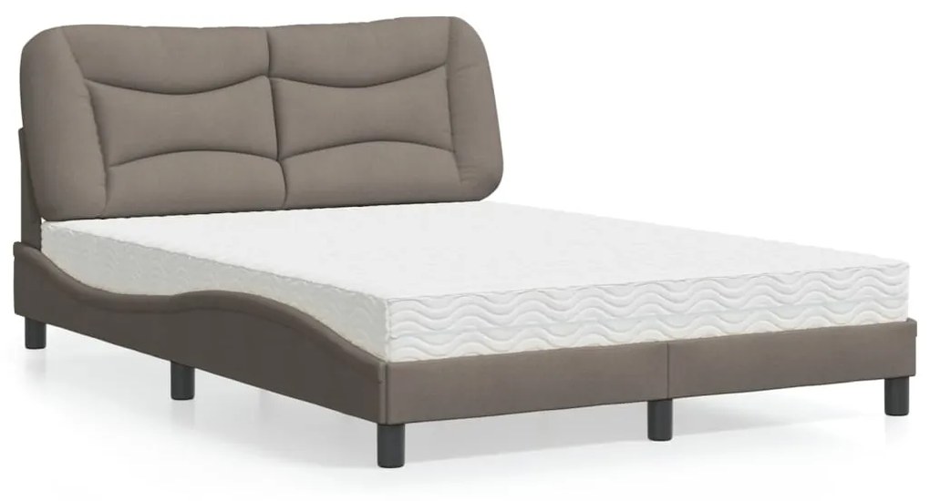 Letto Con Materasso Tortora 140x200 Cm İn Tessuto /