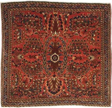 Antik Stilizzato Rosso Mattone Blu Scuro Quadrato 87x88 Cm