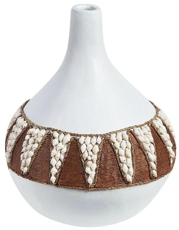 Terracotta Vaso decorativo 33 Bianco Legno scuro SIMPANG Beliani