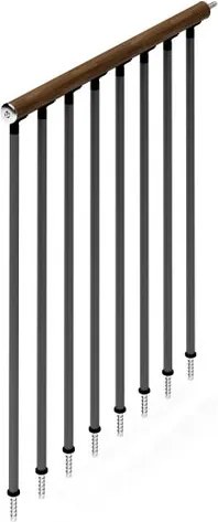 Balaustra in kit IRIS Superiore in acciaio antracite, corrimano in legno noce, L 102 cm fissaggio a pavimento