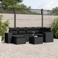 Set Divani da Giardino con Cuscini 7pz Nero Polyrattan 3255202