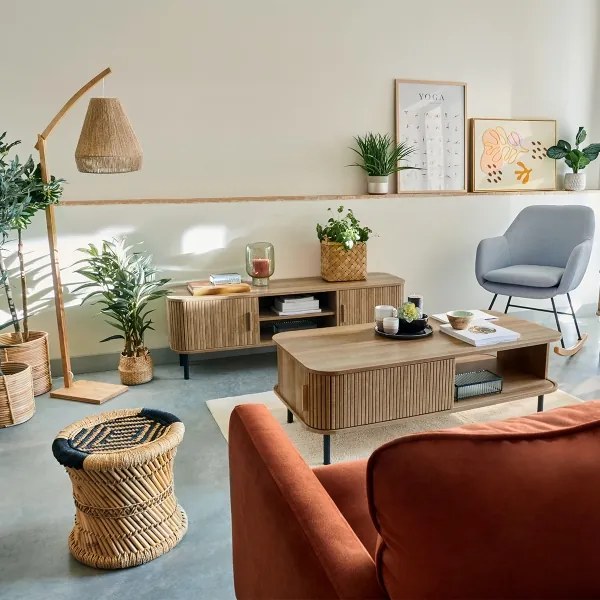 Atmosphera - Lampada con piedistallo PALM 1xE27/60W/230V bambù/canapa