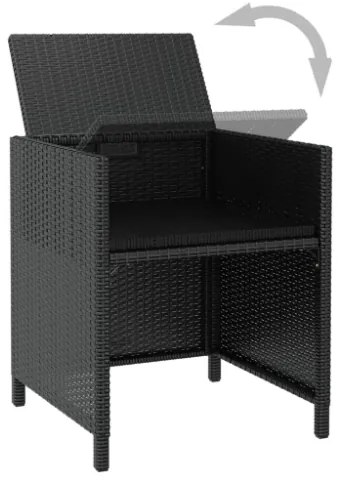 Set da Pranzo da Giardino 9 pz in Polyrattan e Acacia Nero