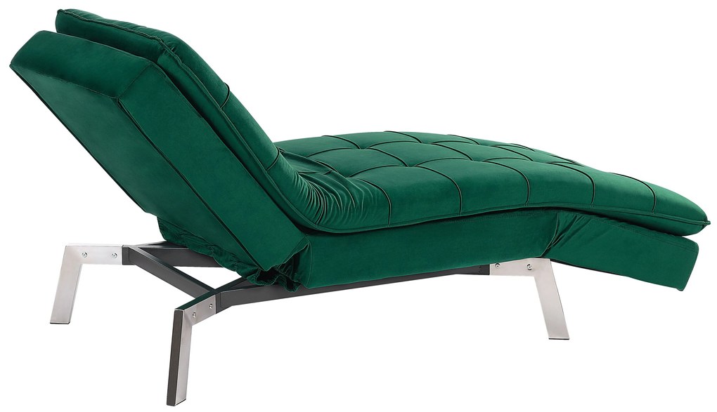 Chaise longue regolabile in velluto verde smeraldo LOIRET Beliani