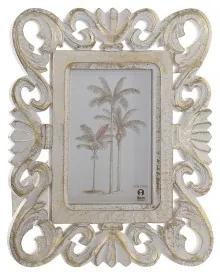 Cornice Portafoto DKD Home Decor Bianco Legno Cristallo Legno MDF 21 x 2,5 x 27 cm