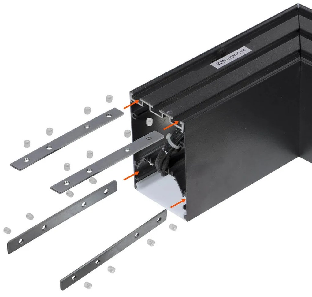 Angolo LED luminoso 8W per Lampade Lineari CCT Nero