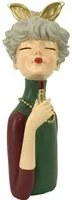 Statuina Donna in Resina con rossetto verde cm 16,5x12xh32