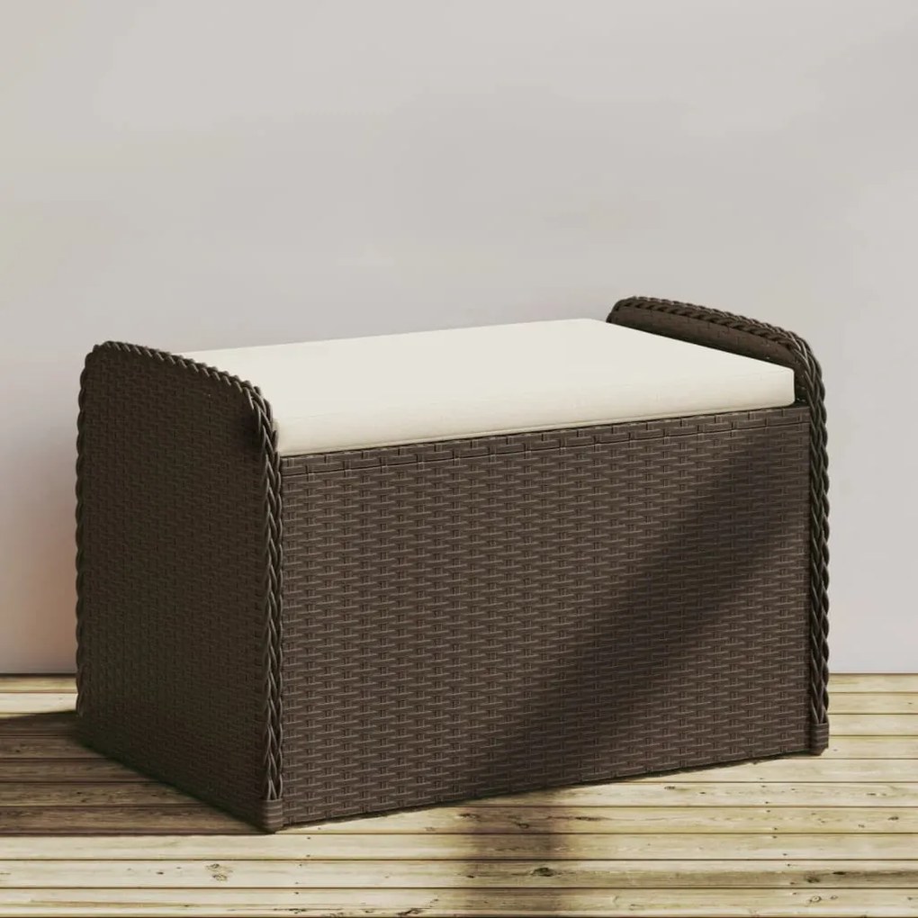 Cassapanca Con Cuscino Marrone 80x51x52 Cm İn Polyrattan /