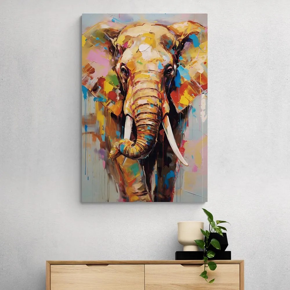 Quadro su tela – Elefante stiloso con imitazione di pittura