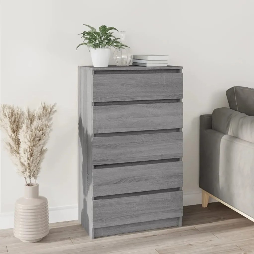 Cassettiera Grigio Sonoma 60x36x103 Cm İn Legno Multistrato /