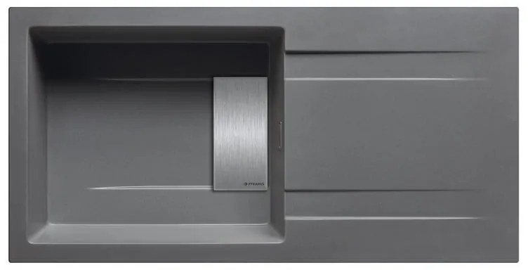 Lavello integrato 1 vasca in granito grigio PYRAMIS Kartesio L 50 x L 100 cm